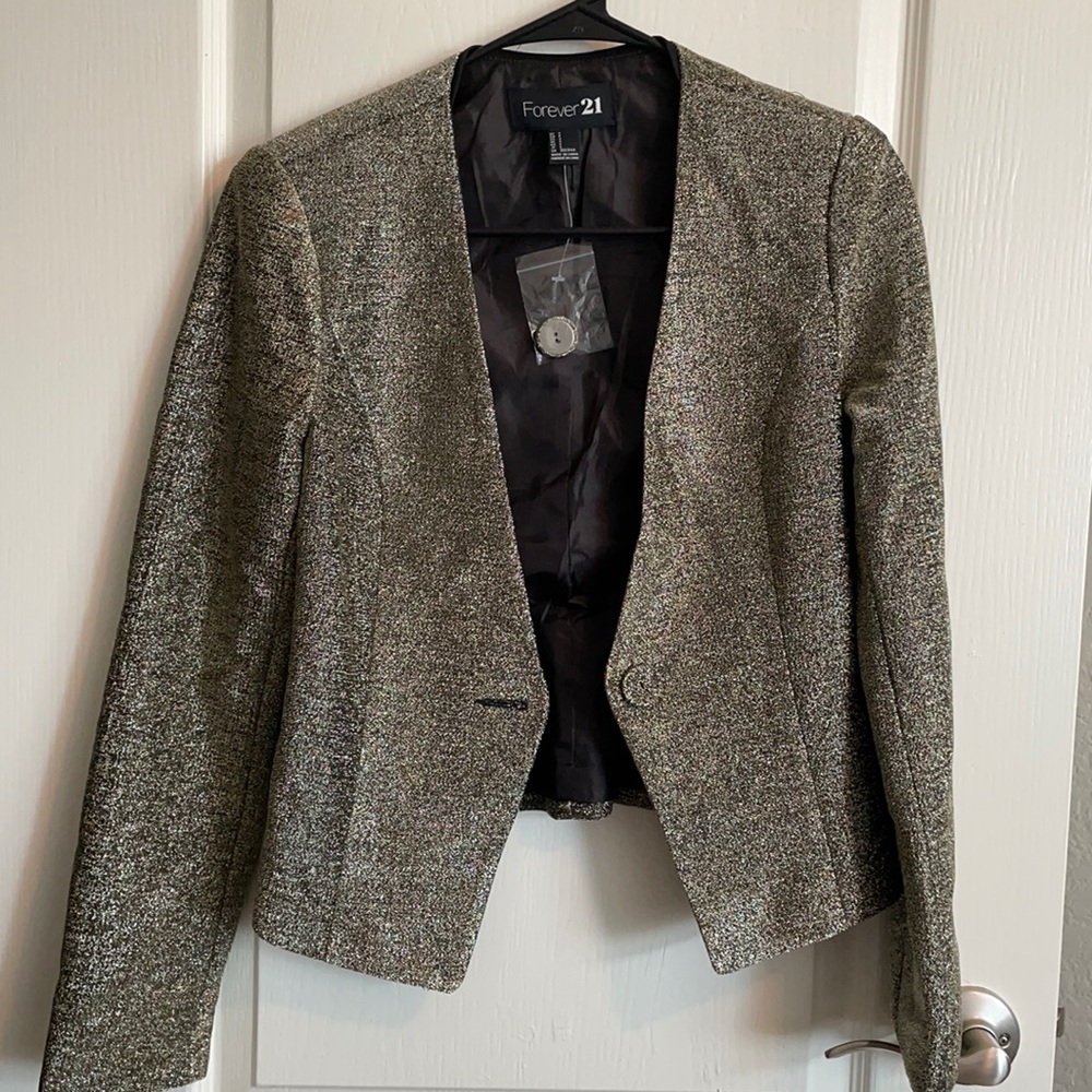 Brand new Gold/black shoulder pad jacket